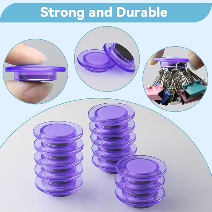 ZDZBLX Fridge Magnets, 28 Pack Magnet Strong Magnets Refrigerator Magnets Small Magnets for Whiteboard, Heavy Duty Magnets Mini Magnets Cute Round Magnets for Fridge, Locker, Classroom,Office (Purple)