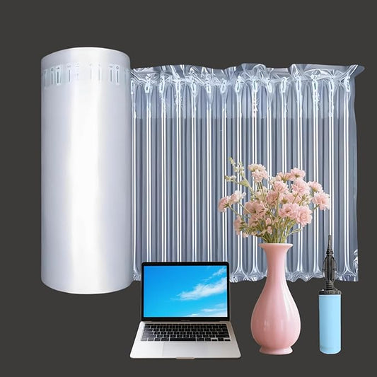 Large Bubble Cushioning Wrap 15.7" x 262 Ft Inflatable Air Pillow for Shipping Packing Moving Heavy Duty Eco-Friendly Packing Supplies for Fragile Items with Pump, Glass Bottle Packaging