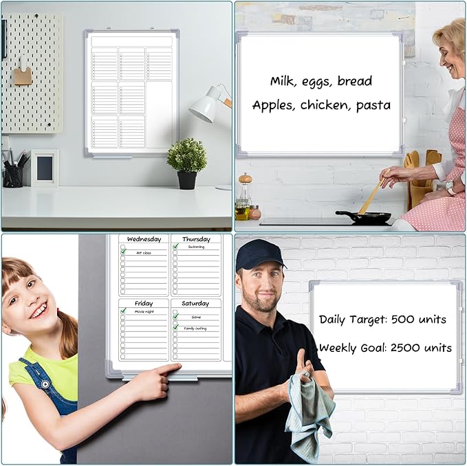Lincia Magnetic to Do List Whiteboard for Wall, Weekly Dry Erase Board, Hanging Double-Side White Board Calendar for Planning Drawing Memo Home Office Kitchen(16" X 12",Pleochroic)