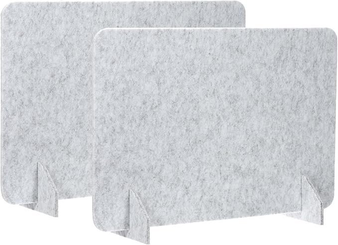 PATIKIL Desk Divider, 2 Set 24 x 16 Inch Acoustic Freestanding Desk Divider Desk Privacy Panel with 4 Pcs Support Feet for Library Office Workstation, Light Grey