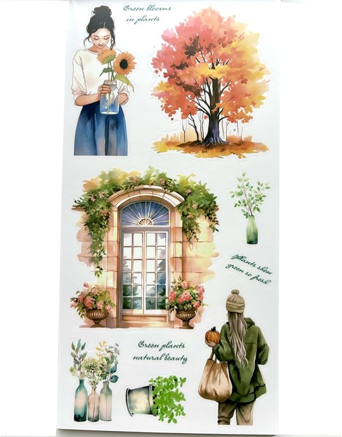 Aesthetic Journaling Sticker Books for Adults - Pre-Cut Scrapbook Stickers Vintage 20 Sheets Junk Journal Supplies Watercolor Scrapbooking Stickers Planner Cottagecore Decorative DIY Arts Craft Making