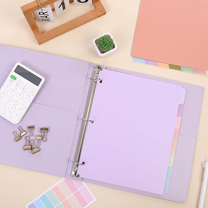 SKYDUE Durable Plastic 8-Tab Dividers, 2sets, Big Tab Dividers for 3 Ring Binder, Write&Erase 3 Ring Binder Dividers with Tabs, with Sticker Labels