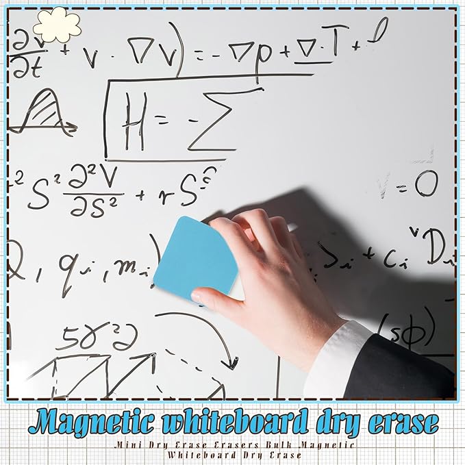 TaoBary 96 Pack Mini Dry Erase Erasers Bulk Magnetic Whiteboard Dry Erasers Classroom Supplies Whiteboard Chalkboard Cleaner for Teacher School Office, 1.97 x 1.97 Inch(Iight Blue)