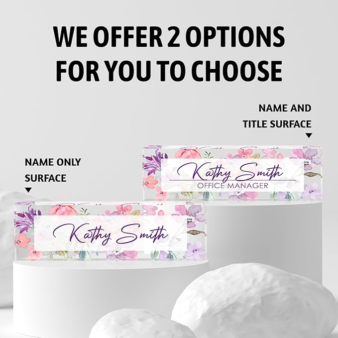 Personalized Name Plate for Desk, Custom Desk Name Plate, Acrylic Name Plate Office Desk Accessories, Personalized Office Gifts for Coworkers Teachers, Employee Appreciation Gifts (A-WaterColor3)