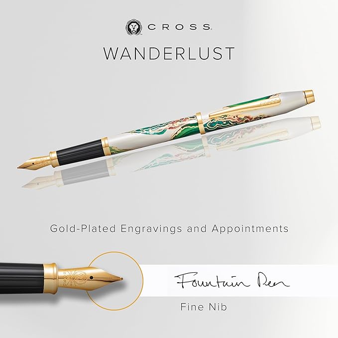 Cross Wanderlust Refillable Fountain Presented in a Luxury Gift Box - Medium Point, Black Ink,