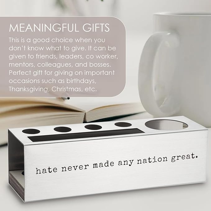 Hate Never Made Great, Racial Equality Anti Racism Pen Holder, Human Rights, Social Activist Gifts Desk Decor Stainless Steel Pencil Holders WCC62