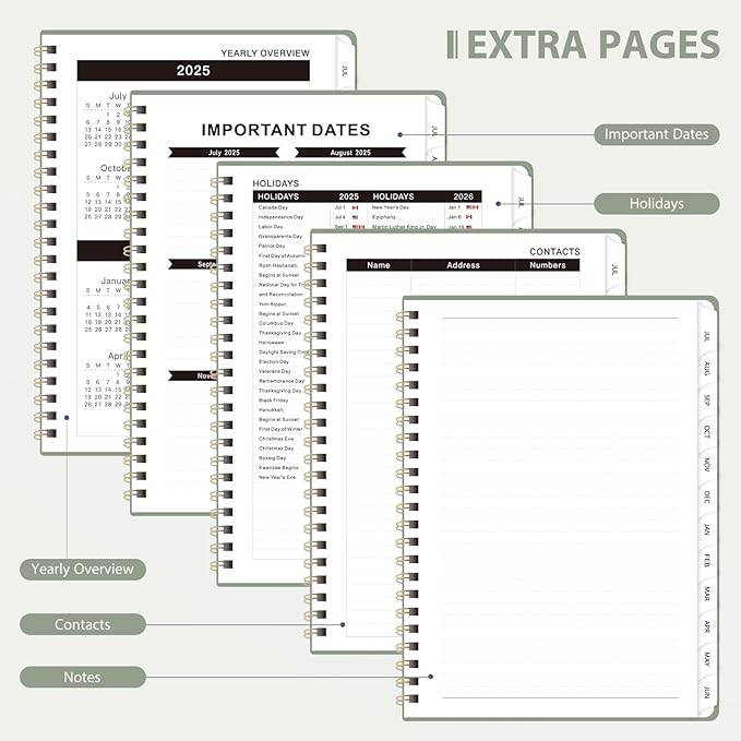 Planner 2025-2026, Monthly and Weekly Calendar Academic Planner (July 2025 - June 2026), Hardcover Planning Agenda Book for Office School Supplies, A5 (6.3" x 8.5")
