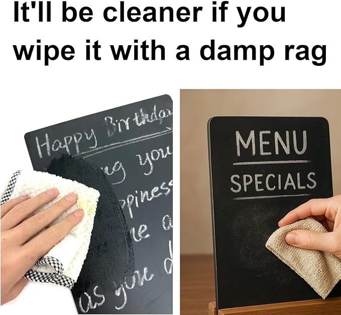 NEWNEWSHOW 8.7x12 Inch Double Sided Chalkboard Signs, Erasable Message Blackboard with Wood Base for Shop Wedding Kitchen Home Party Decoration (2 Pack 8.7x12)