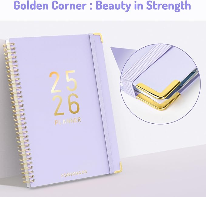 Jul 2025 - Dec 2026 Planner, Forvencer Academic Planner 2025-2026, 18 Month Daily Planner, 6" x 8", Weekly & Monthly Agenda Book, Hardcover Calendar Book, School Supplies for Student Teacher, Black