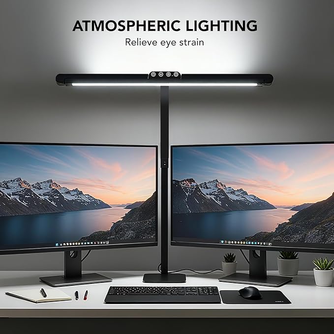 LED Desk Lamp for Home Office with Base, 28.2" Adjustable Gooseneck Swing Arm Ultra Bright Desk Light, Dimmable Architect Table lamp for Desktop Computer Light, Reading, Study, Workbench
