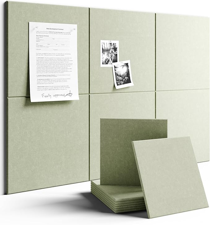 Large Felt Bulletin Board 36" x 24" Cork Board Alternative-6 Pack with 40 Safe Removable Adhesive Tabs, Cork Boards for Walls Cork Board for Home Office Classroom Pin Board - Sage