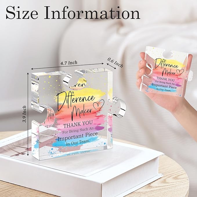 Difference Maker Gift Appreciation Gifts for Leader Boss Employee Coworker Teacher Staff Mentor Coach Manager Appreciation Thank You Gifts Coworker Gifts Office Gifts Retirement Gifts Acrylic Puzzle