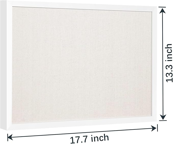 OWLKELA 13.3"x17.7" inch Bulletin Board with Linen, White Wood Style Frame, with 10 Pushpins, Linen Cork Board, Ideal for School, Home & Office