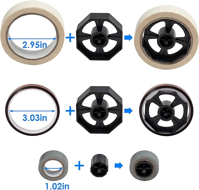 IHOMECOOKER Desktop Tape Dispenser Adhesive Roll Holder (Fits 1" & 3" Core) with Weighted Nonskid Base Black