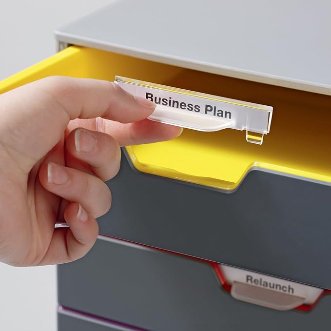 Durable Varicolor 3 Drawer Unit - Gray Desktop Drawer Set with 3 Color Coded Draws - Letter to Folio Size Files - Perfect for Storing Documents and Paper Work