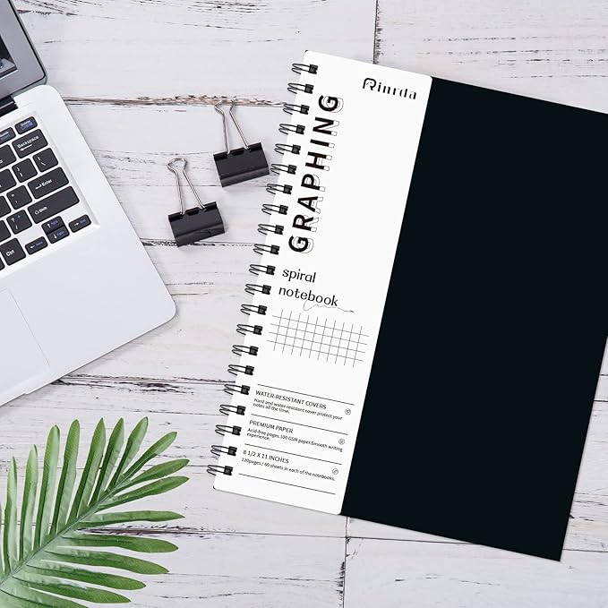 Graph Paper Notebook Spiral Notebook 8.5" x 11"-4 Pack Grid Paper Notebook Graph notebook Engineering notebook 120 Pages 100 GSM Thick Graphing Paper Notebook Hardcover Journal for School,