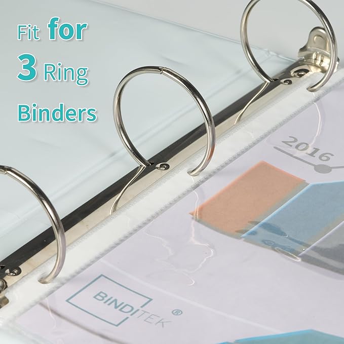 Binditek 48 Pack Heavyduty Clear Sheet Protectors with 8 Tabs, Sturdy Binder Sheet Protectors for 3 Ring Binder Letter Size, Multicolor Tabs, 8.5 x 11 Inches, Polypropylene, 6 Set, Label Sticker