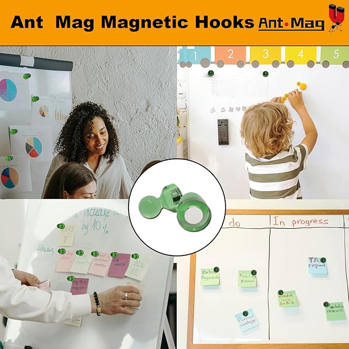 Ant Mag Magnetic Push Pins 48pcs Strong Whtieboard Pins Magnets Perfect Use for Map Fridge Kitchen Home Office Classroom