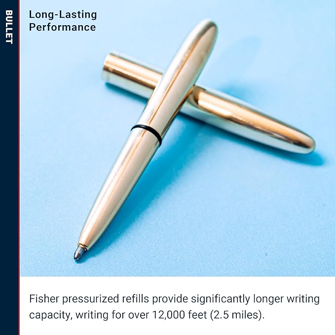 Fisher Space Pen Brass Alloy Bullet Space Pen, Ballpoint, Polished Brass, Black Ink, Gift Box