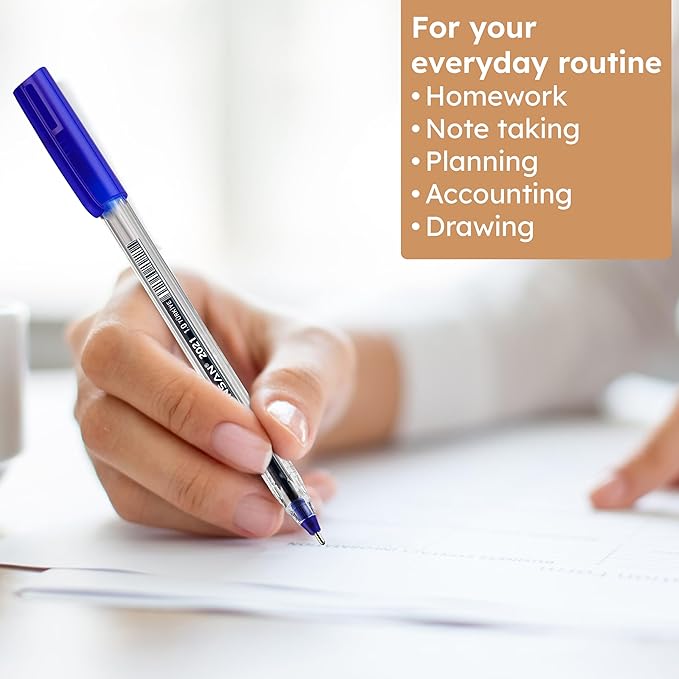 Blue Ballpoint Pens,1.0 mm Medium Point, Blue Pens, Ergonomic Triangle Grip, Smooth Writing, 150-Count Pack of Bulk Pens