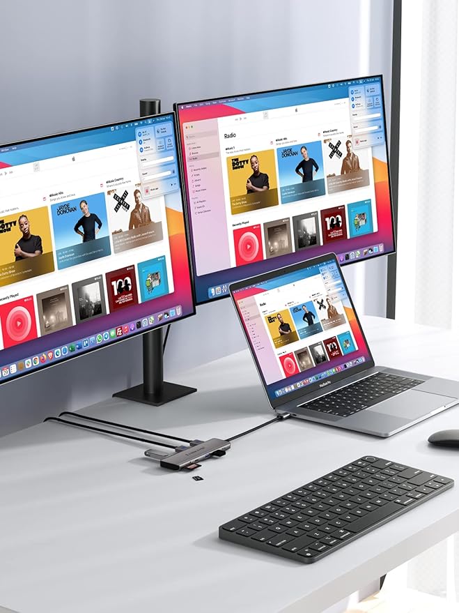 USB C Docking Station Dual Monitor, 10 in 1 USB C Hub with 2 HDMI Ports, PD Charging, SD/TF, 5 USB C/A Ports, Dual HDMI Adapter for Dell XPS/HP/Lenovo/Surface