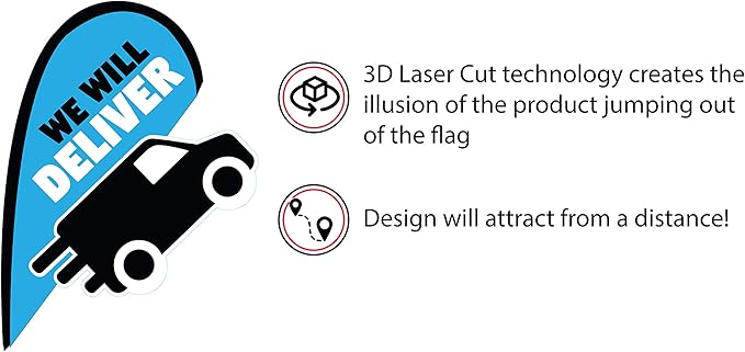 Indoor Outdoor Double Sided Window Flag for Business Sign Drive Thru, Delivery, Pick Up, Essential Business and We are Open Small 3D Flag Kit for Small Business (Deliver)