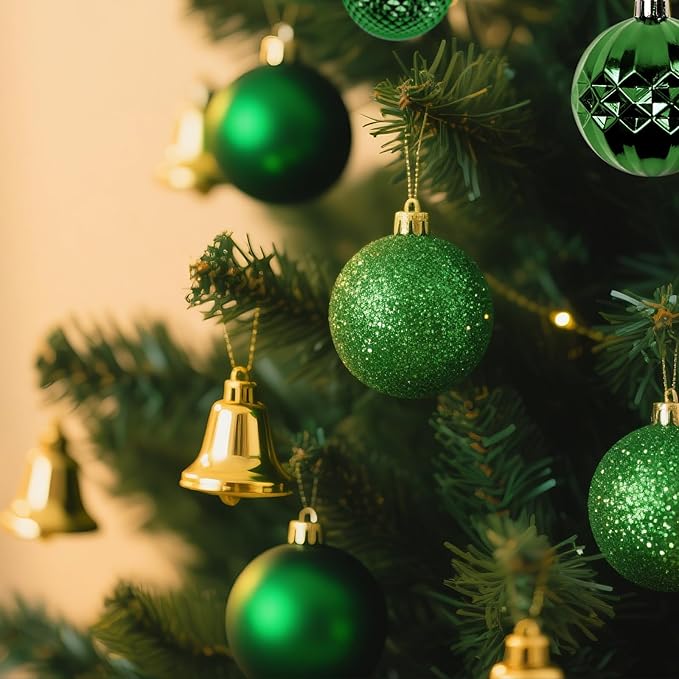 Christmas Tree Decorations Ornament Set, 60ct 2.36 Inches Green Shatterproof Christmas Ball Ornaments, Hanging Ball for Xmas Holiday Wedding Party Decor