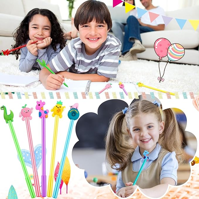 SANNIX 20 Pieces Cartoon Cute Gel Ink RollerBall Pens Bulk Assorted Styles Novelty Writing Pen for Kids Gift School Office Home Supplies Present