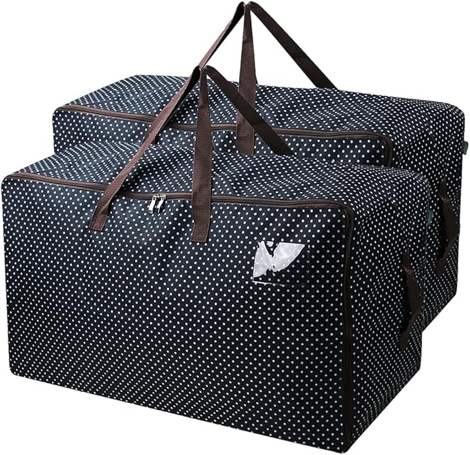 AMJ 2 Pack Extra Large Storage Bags, Moving Bags Totes with Handles & Zippers for Clothing Blanket Storage, Dorm College Moving Supplies Boxes, Storage Tote for Space Saving Moving Storage