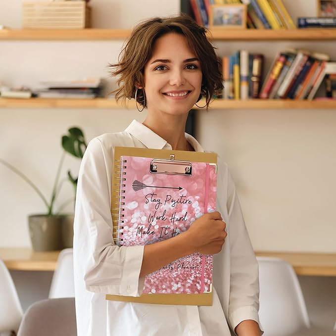 Ospelelf Undated Spiral Bound Planner Daily, Weekly and Monthly Planner, Pink Teacher Planners 12 Month 8.5 x 11