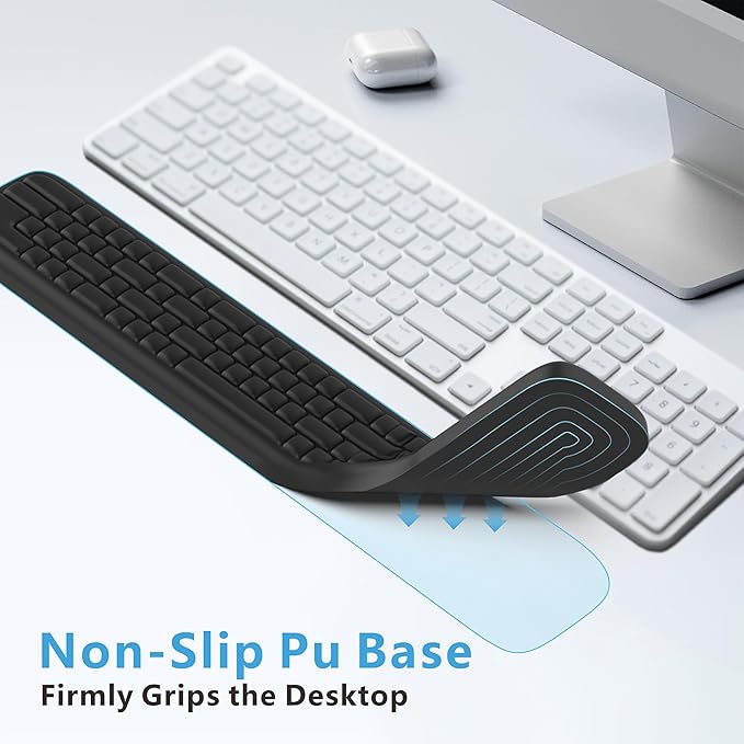 MEKASS Keyboard Wrist Rest, Ergonomic Wrist Pad, Soft Memory Foam Keyboard Hand Rest with Non-Slip Base, Easy Typing, Pain Relief, Comfort Support for Office Work Gaming Computer Accessories (Black)