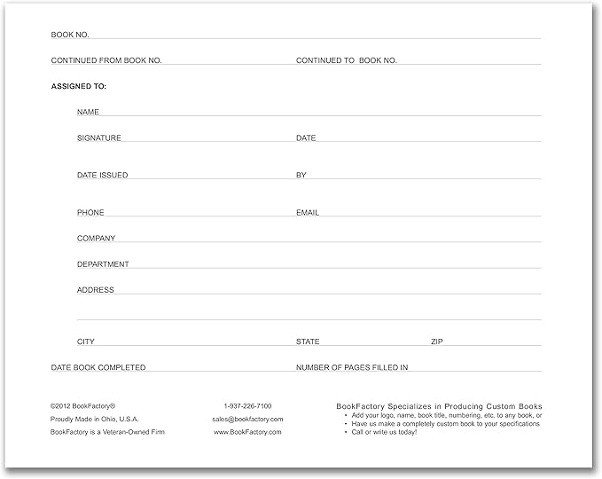BookFactory Visitor Log Book Visitors Register Sign-in Book - 120 Pages, 8 7/8'' x 7'' - Black Cover, Section Sewn Hardbound (Made in USA)