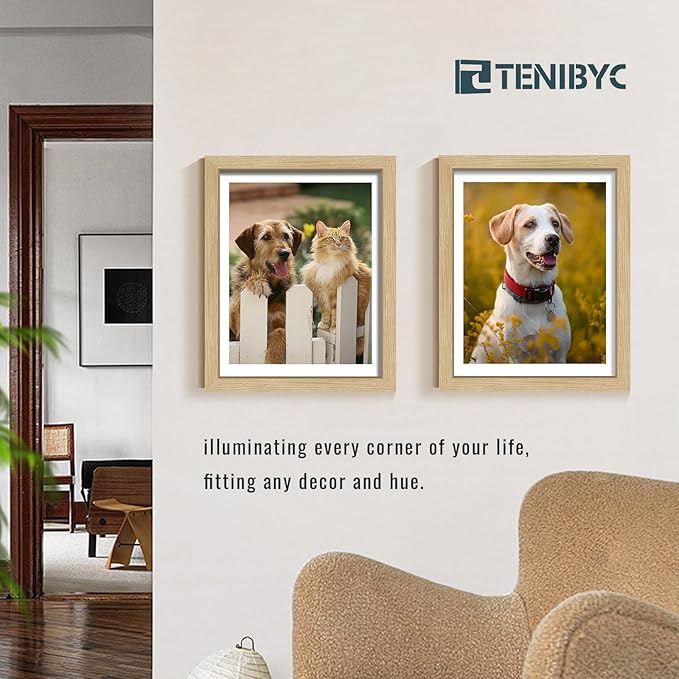 11x14 Picture Frame 3 Pack, Light Oak Photo Frame with HD Tempered Glass, Natural Wood Grain, Table or Wall Display