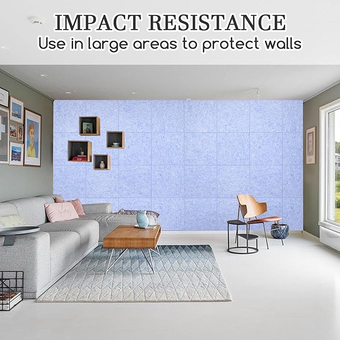 Large Cork Board Alternative, 15 Pack Felt Board with Safe Removable Adhesive Tabs Felt Wall Tiles, Large Cork Boards for Walls, Cork Board for Home Office, Pin Boards for Walls, Light Blue