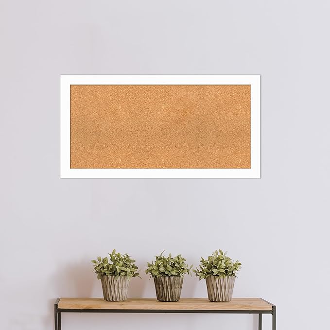 Amanti Art Natural Cork Board for Wall, 21x41 Vision Board with White Frame, Large Corkboard Office Decor for Home Organization, Casual Corkboard Pinboard to Display Items for Home Organization in