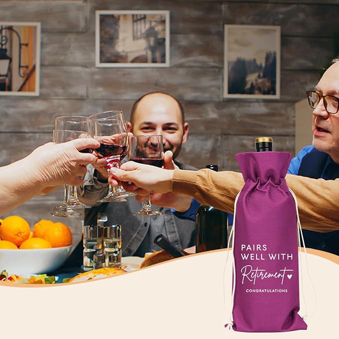XFW Purple Retirement Wine Bag Retirement Gifts for Women Men Farewell Gifts for Coworkers Going Away Gift for Friends Boss