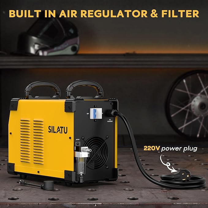 SILATU 85Amps Plasma Cutter, Large LED Display, Non-Touch Pilot Arc, Air Sensor Technology, 110/220V Dual Voltage IGBT Inverter Plasma Cutter Machine, 1'' Clean Cutting Thickness for Beginners DIY