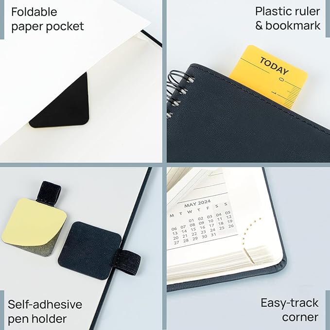 POPRUN 2026 Planner (Medium - 6.5'' x 8.5'') with Hourly Schedule, Vertical Layout - 2026 Weekly Calendar (Jan. 2026 - Dec.2026) for Time Management, Monthly Tabs, Spiral Bound, Soft Cover - Brown