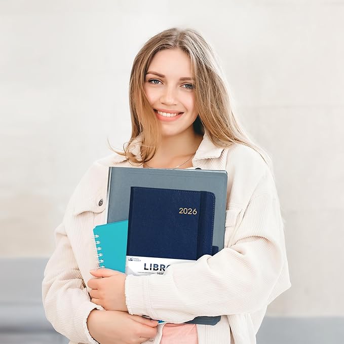 2026 Planner - Planner 2026, 2026 Weekly Monthly Planner, Jan.2026 - Dec.2026, 5.7'' x 8.4'', Thick Paper, Leather Cover, Pen Holder, Back Pocket, Bookmarks, Perfect Daily Organizer - Navy Blue