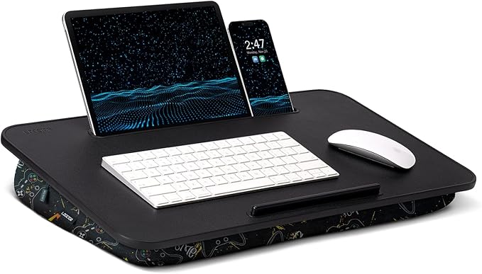 Lap Desk - Portable Laptop Stand & Desk, Fits Up to 17.3 in, Washable Cushion, Built-in Phone Holder & Mouse Pad - Gaming, Eating, Writing, Working on Bed, Couch,Floor - L.DOCTOR(Large, Joysticks)