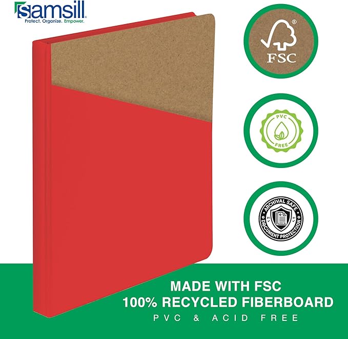 Samsill Durable 0.5 Inch Binder, Made in The USA, D Ring Binder, Customizable Clear View Cover, Ruby Red, Holds 125 Pages