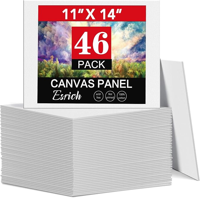 Canvas for Painting 11x14 Inch, 46 Pack Canvas Boards for Painting, Cotton Acid-Free Primed Blank Canvas Panels for Oil Paint, Watercolor, Acrylic Paint, Gouache and Tempera, DIY.