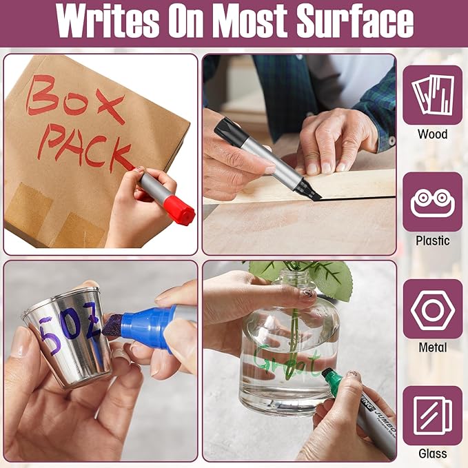 Fuutreo 10 Pack Jumbo Permanent Markers Bulk Large Chisel Tip Permanent Markers Quick Drying Waterproof Big Huge Poster Pens for Office, Logistics Company and More(Multicolor)