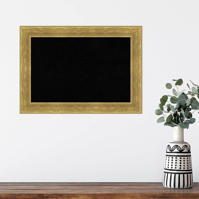 Amanti Art Black Cork Board for Wall, 15x21 Vision Board with Gold Wood Frame, Small Corkboard Office Decor for Home Organization, Modern Corkboard Pinboard to Display Items for Home Organization in