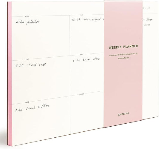 Daily and Weekly To-Do List Notepad – Desk Pad for Work and Study, Pink, 11.7x8.3 Inches