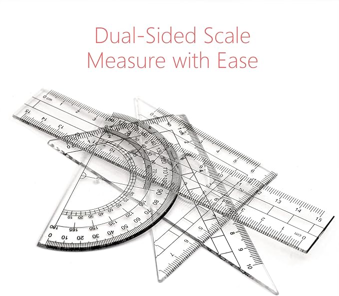 Geometry Compass Set Drafting Tools for School Students Geometry Compass Kit with Protractor, Set Squares, and Ruler Organized in a Plastic Case for Math Sarter and Homework – Stylish Pink