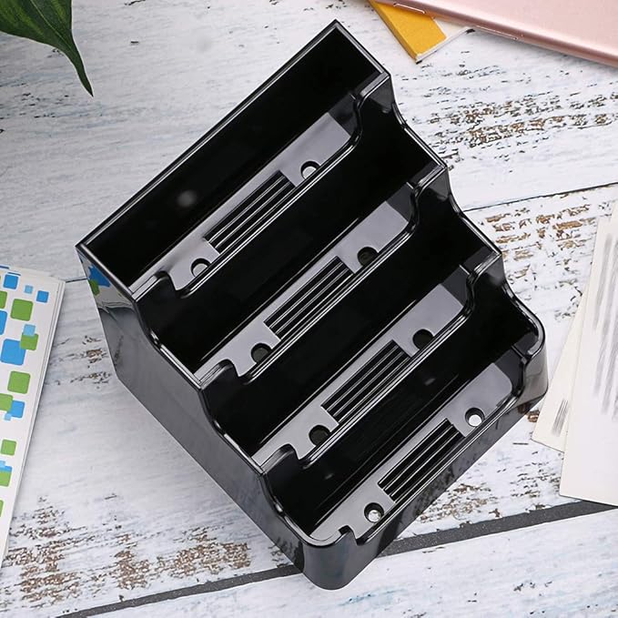 Hipiwe 2 Packs 4-Tier Acrylic Business card Holder Stand Clear Desktop Index Card Filing Card Holder Diaplay