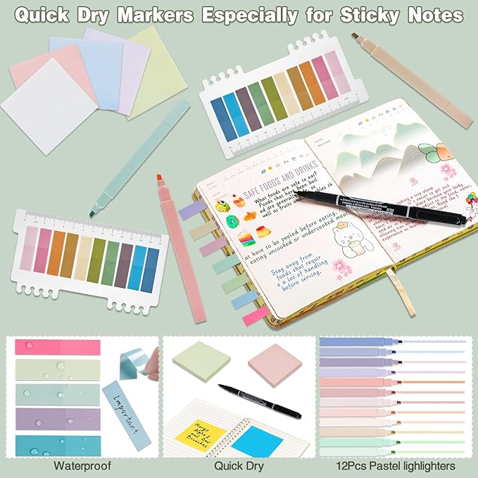 52 PCS Aesthetic School Supplies with Highlighters, Mechanical Pencils, Color Ink Gel pens, Pencil Case, Bible Study Supplies, Pens Pencils and Highlighters Set, Stationary Set for Student