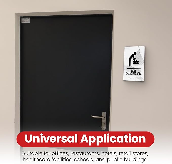 Promot Baby Changing Area Restroom Sign – ADA Braille Bathroom Sign for Business, Self-Adhesive, 9" x 6", Commercial Door Signage, Office Wall Decor - Marble Quartz