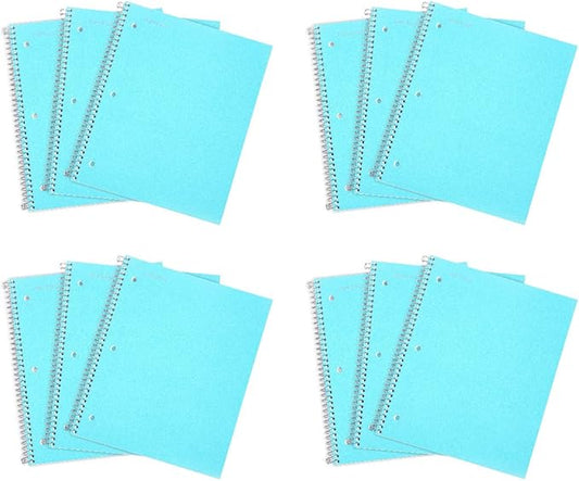 Mintra Office Durable Spiral Notebooks, 1 Subject, (Teal, College Ruled 12pk), 100 Sheets, Poly Pocket, Moisture Resistant Cover, School, Office, Business, Professional
